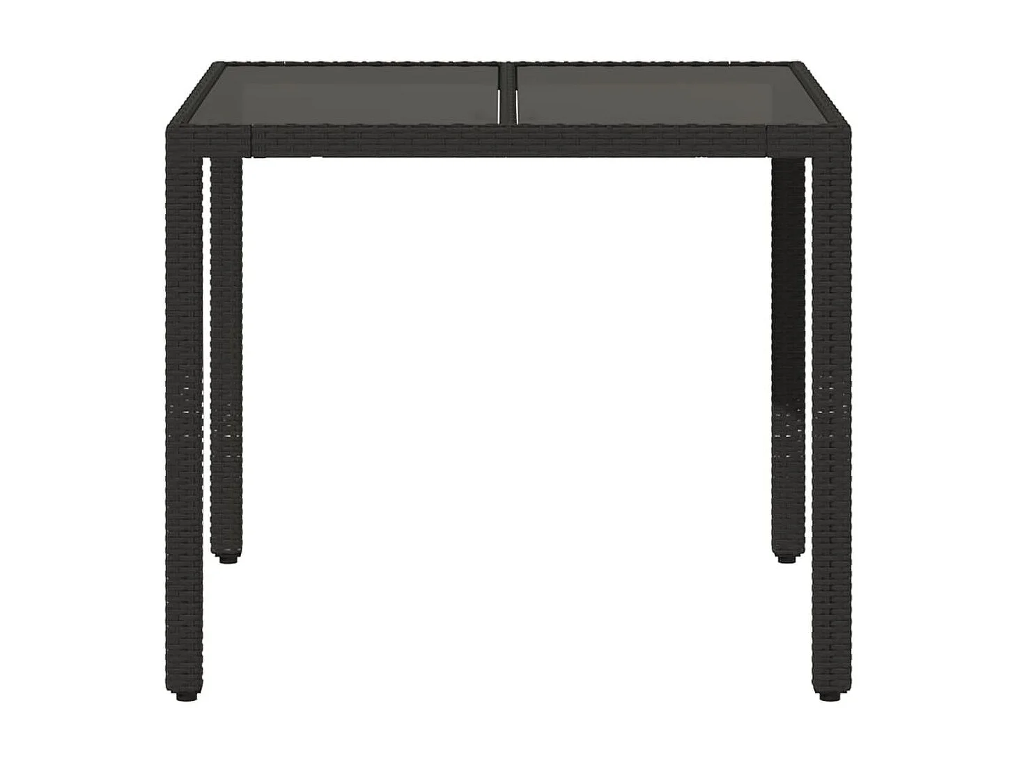 Mesa de jardín superficie de vidrio ratán PE negro 90x90x75 cm