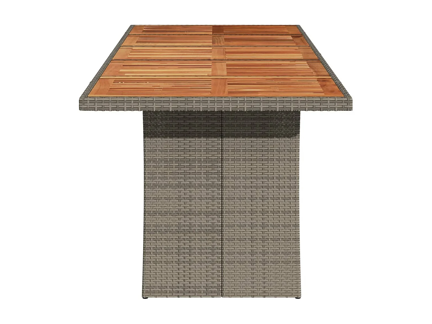 Gartentisch mit Akazienholz-Platte Grau 240x90x75cm Poly Rattan