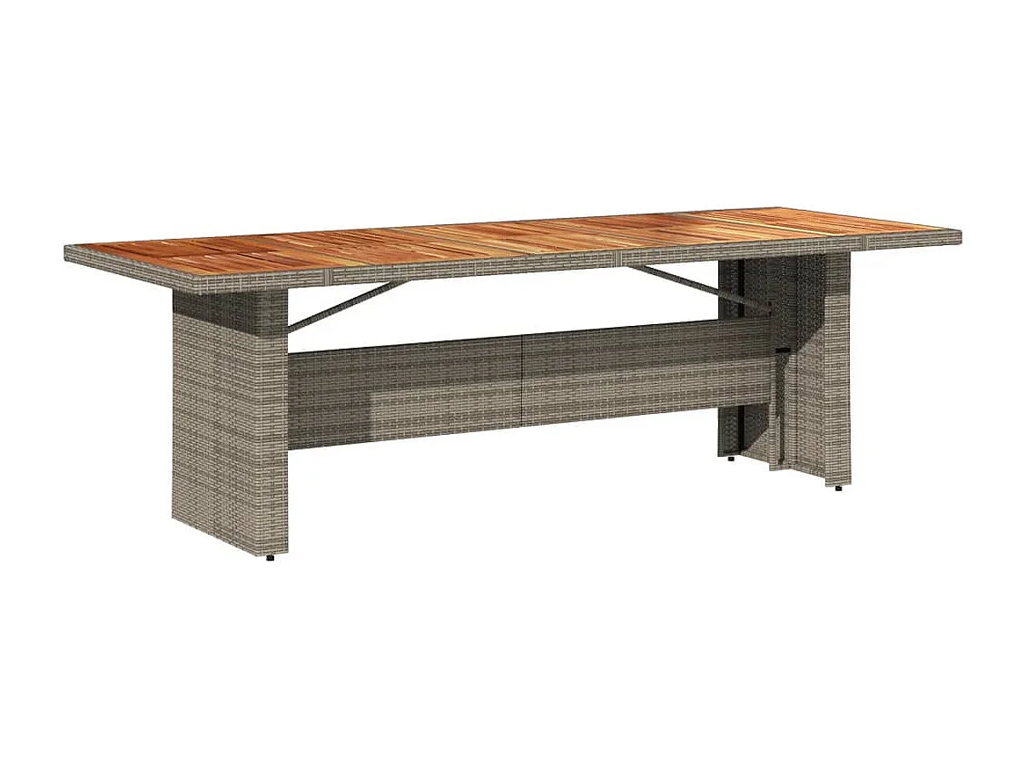 Gartentisch mit Akazienholz-Platte Grau 240x90x75cm Poly Rattan