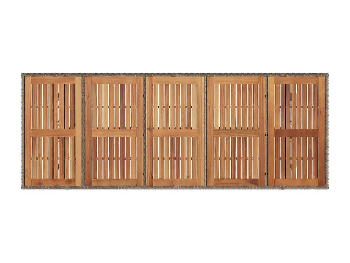 Gartentisch mit Akazienholz-Platte Grau 240x90x75cm Poly Rattan