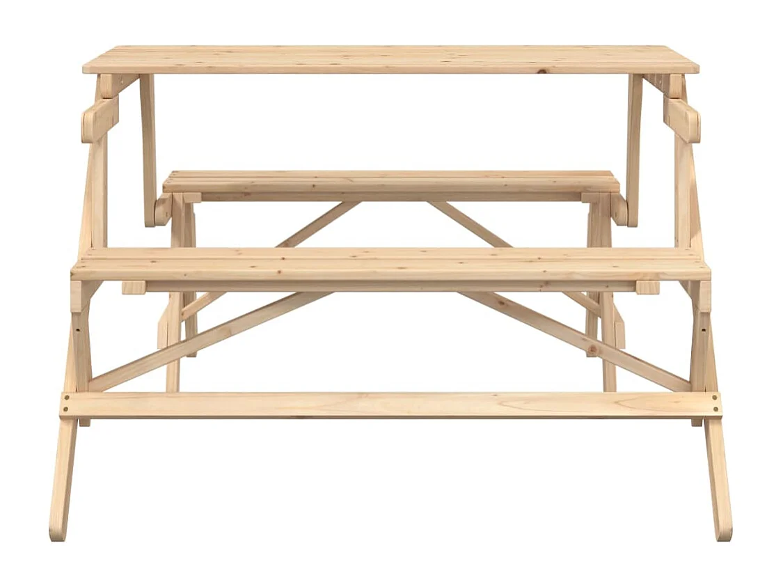 Mesa de piquenique c/ bancos 2-em-1 conversível abeto maciço