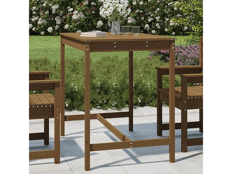 Table de jardin marron miel 121x82,5x110 cm bois massif de pin