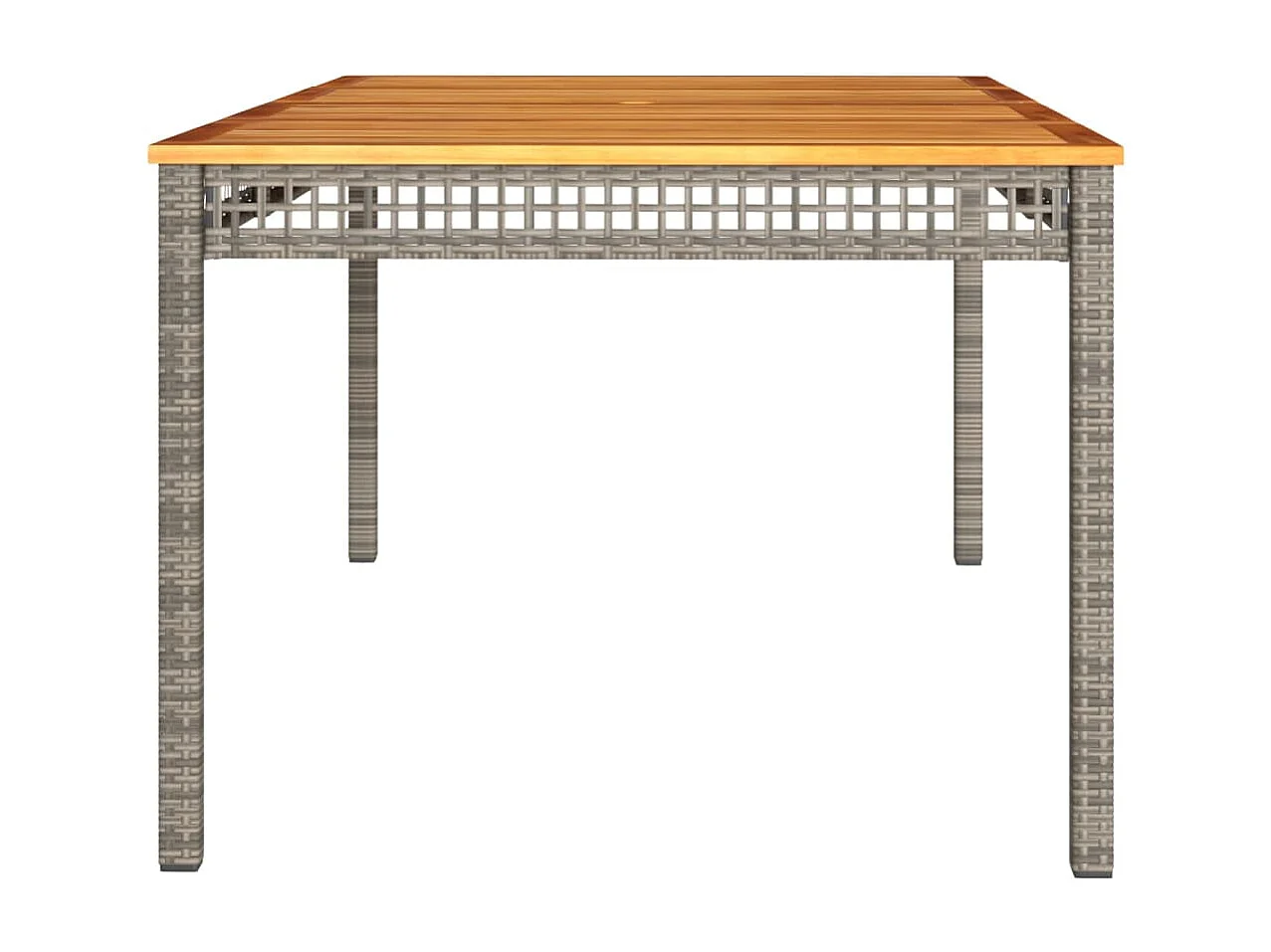Mesa de jardim 180x90x75cm vime PE e madeira de acácia cinzento