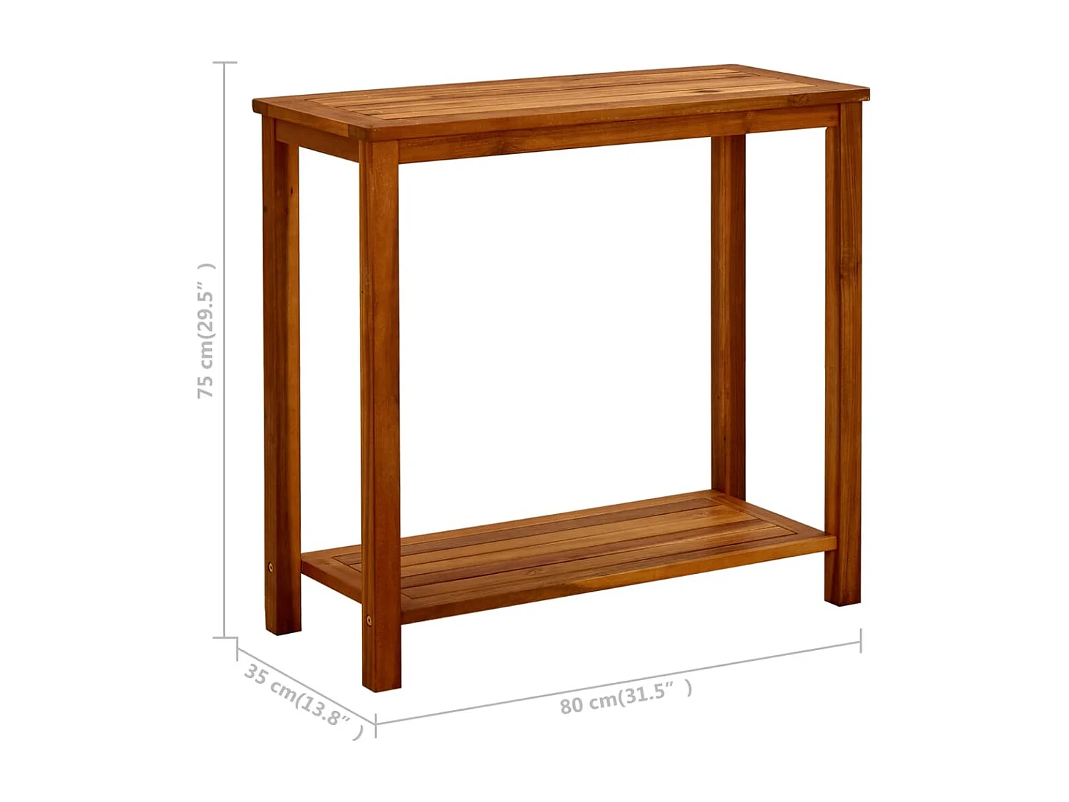 Mesa consola para jardim 80x35x75 cm madeira de acácia maciça