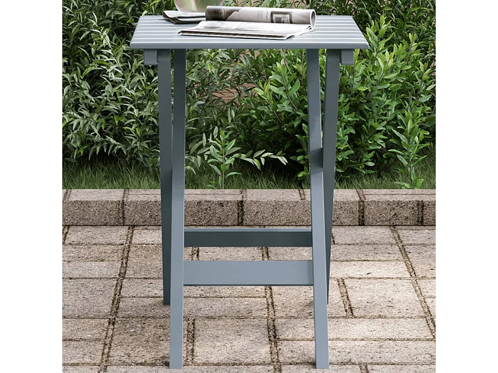 Table d’appoint pliable gris bois de peuplier massif