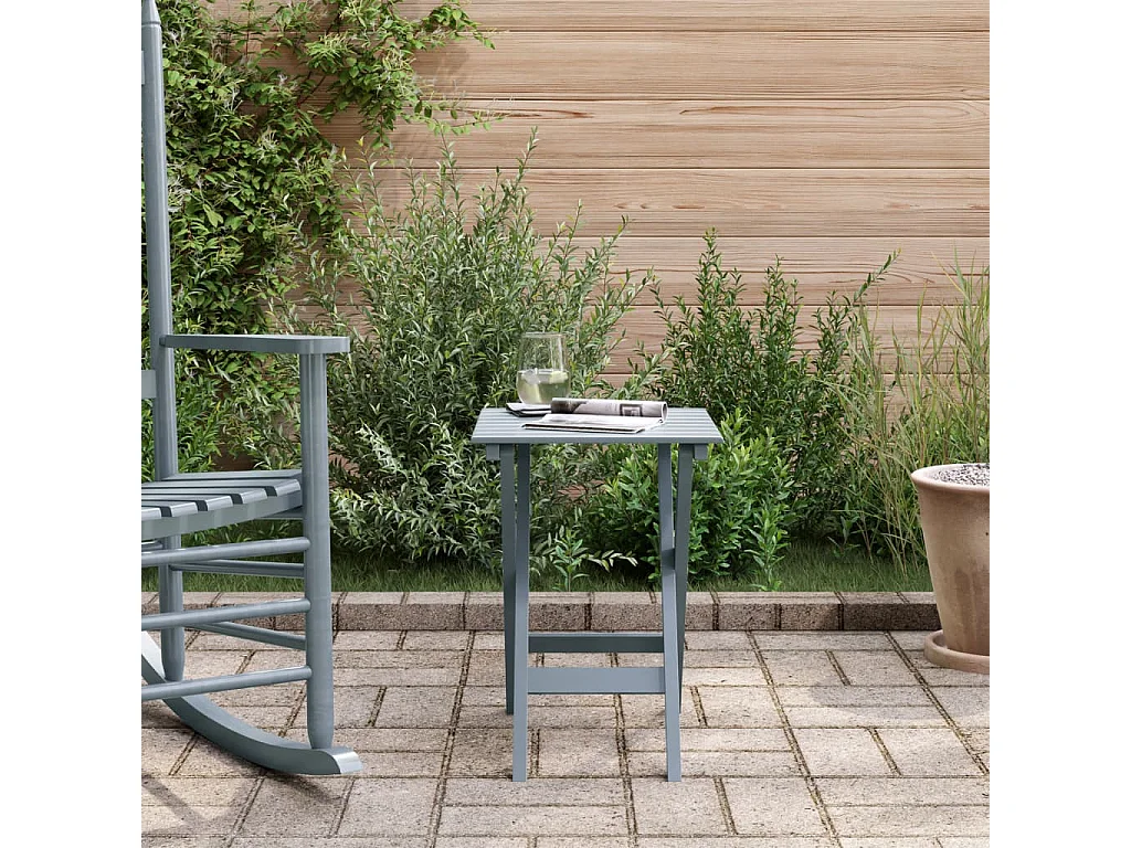 Table d’appoint pliable gris bois de peuplier massif