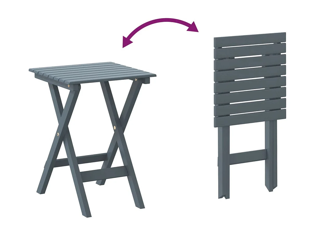 Table d’appoint pliable gris bois de peuplier massif