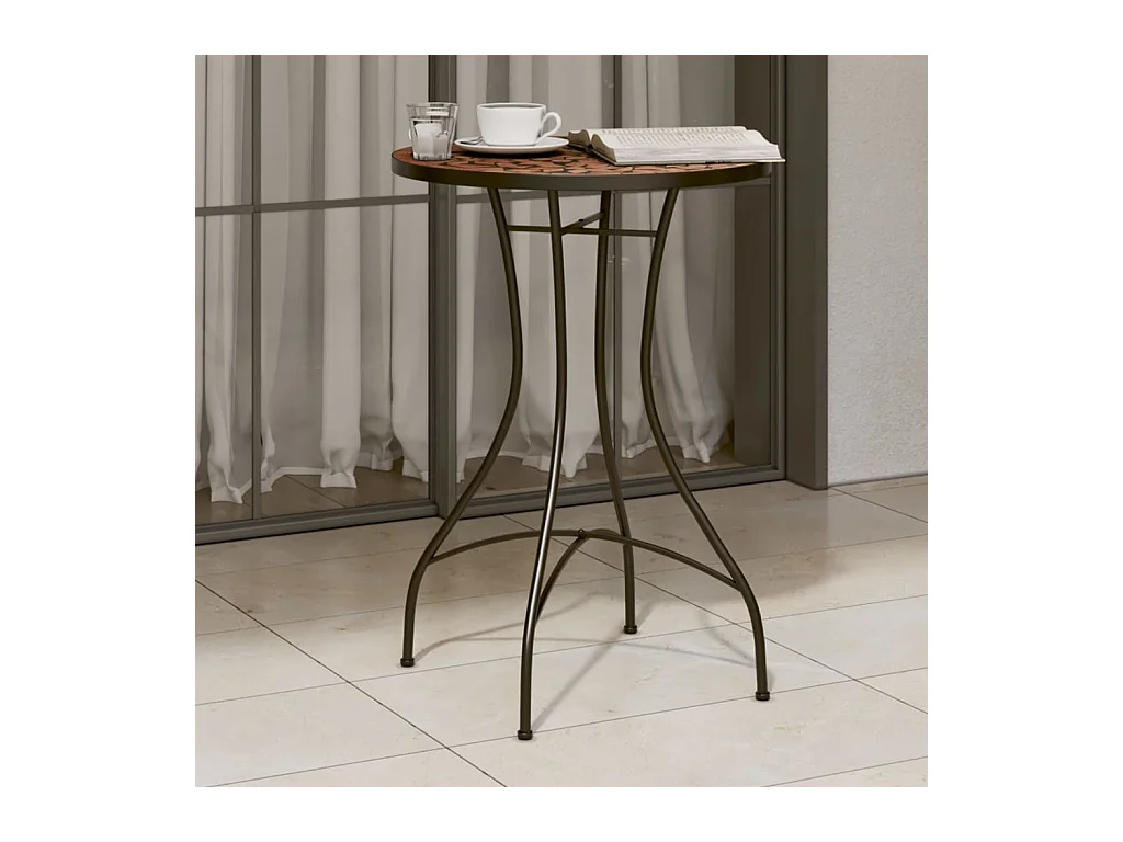 Table de bistro mosaïque terre cuite Ø50x70 cm céramique