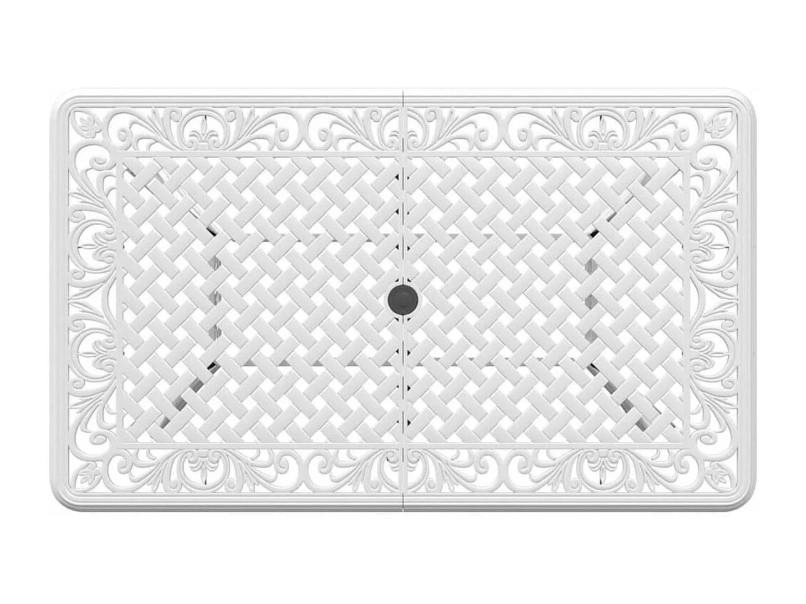 Mesa de jardín aluminio fundido blanco 150x90x72 cm