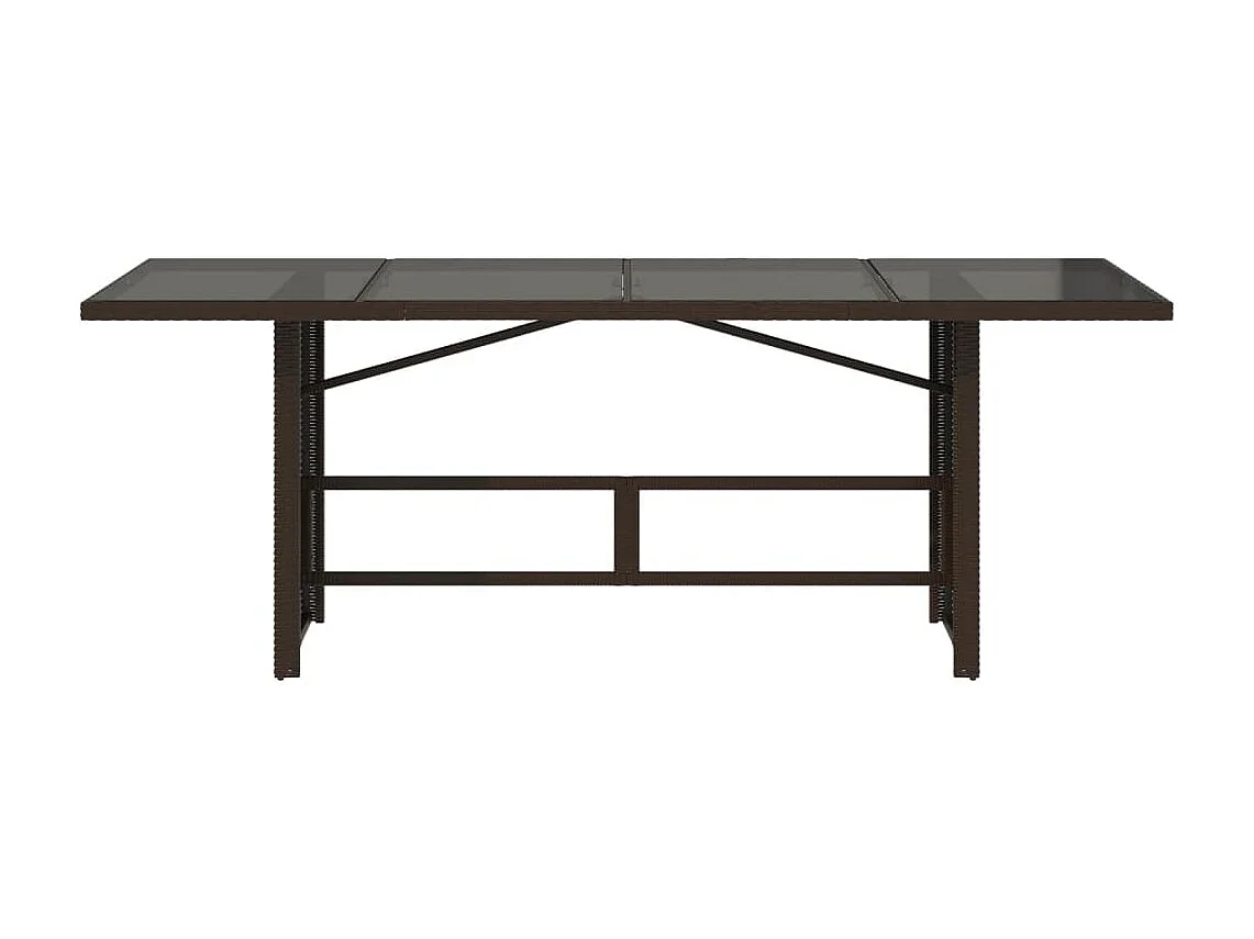 Mesa de jardim com tampo de vidro 190x80x75 cm vime PE castanho