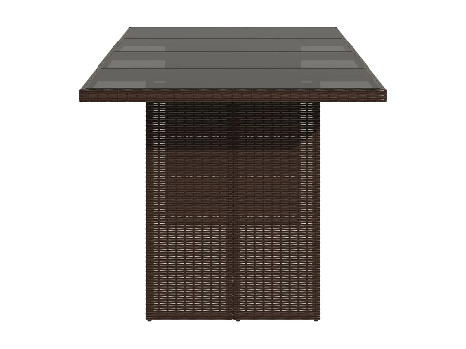 Mesa de jardim com tampo de vidro 190x80x75 cm vime PE castanho