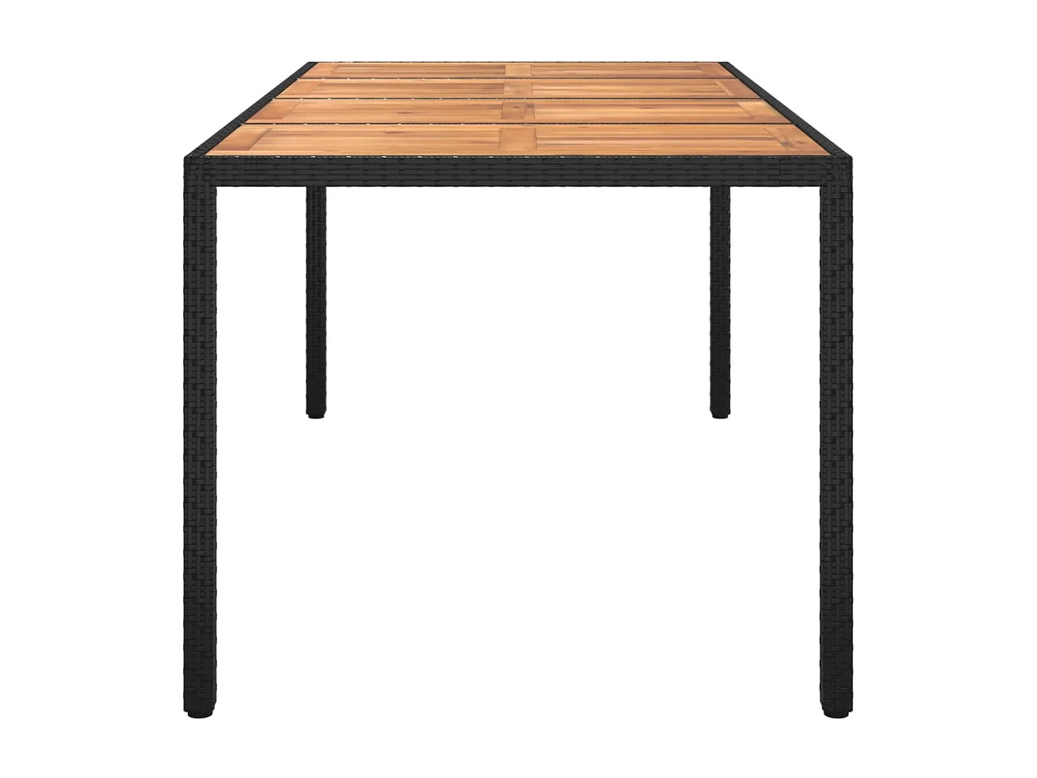 Mesa de jardín madera acacia ratán sintético negra 190x90x75 cm