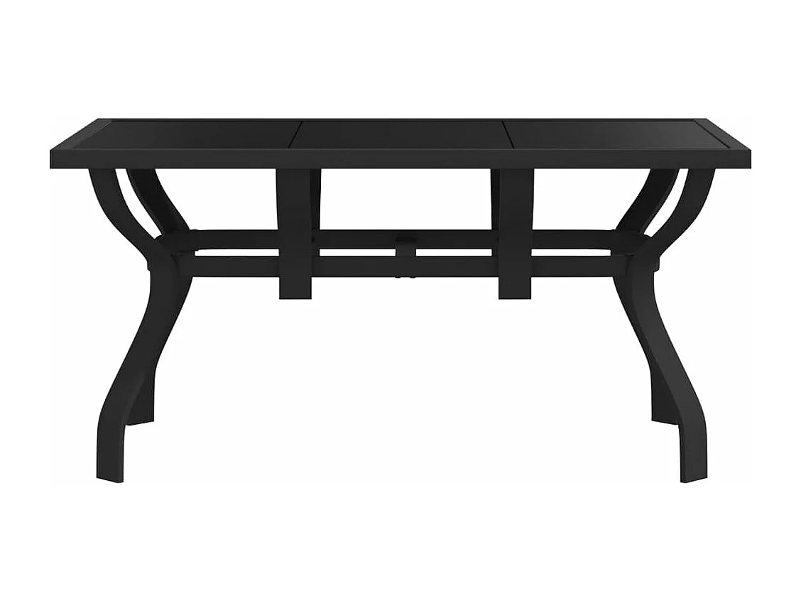 Tavolo da Giardino Nero 140x70x70 cm in Acciaio e Vetro