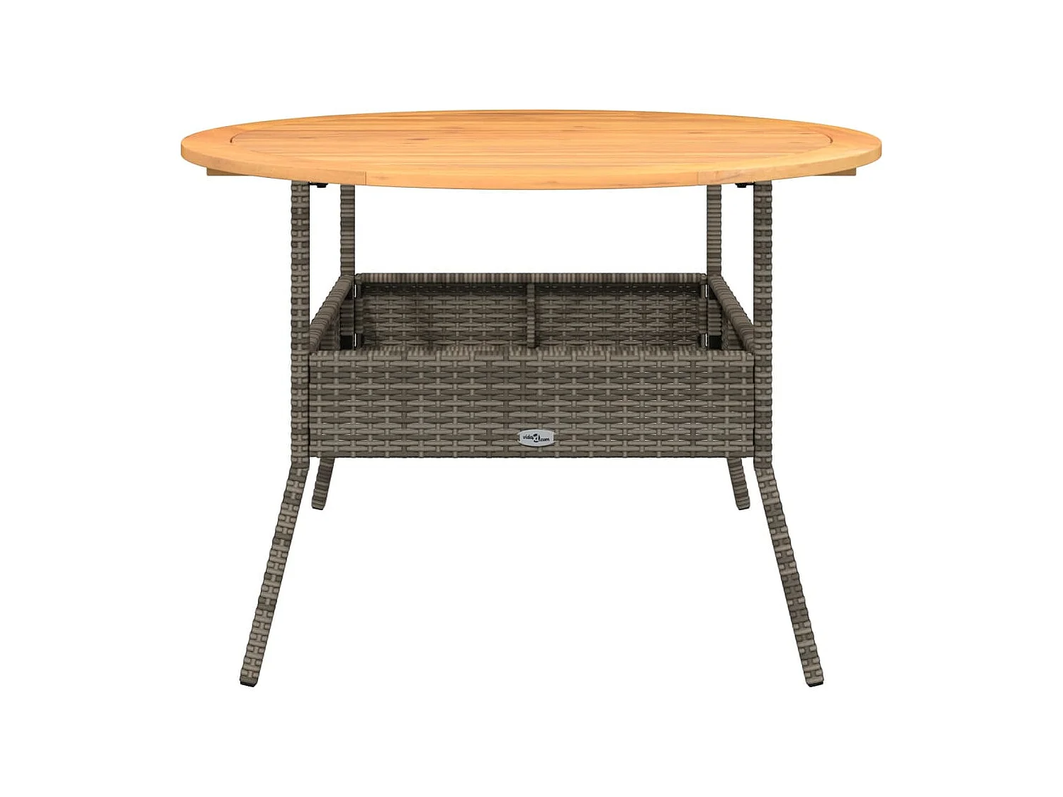 Tavolo Giardino Piano Legno Acacia Grigio Ø110x71 cm Polyrattan