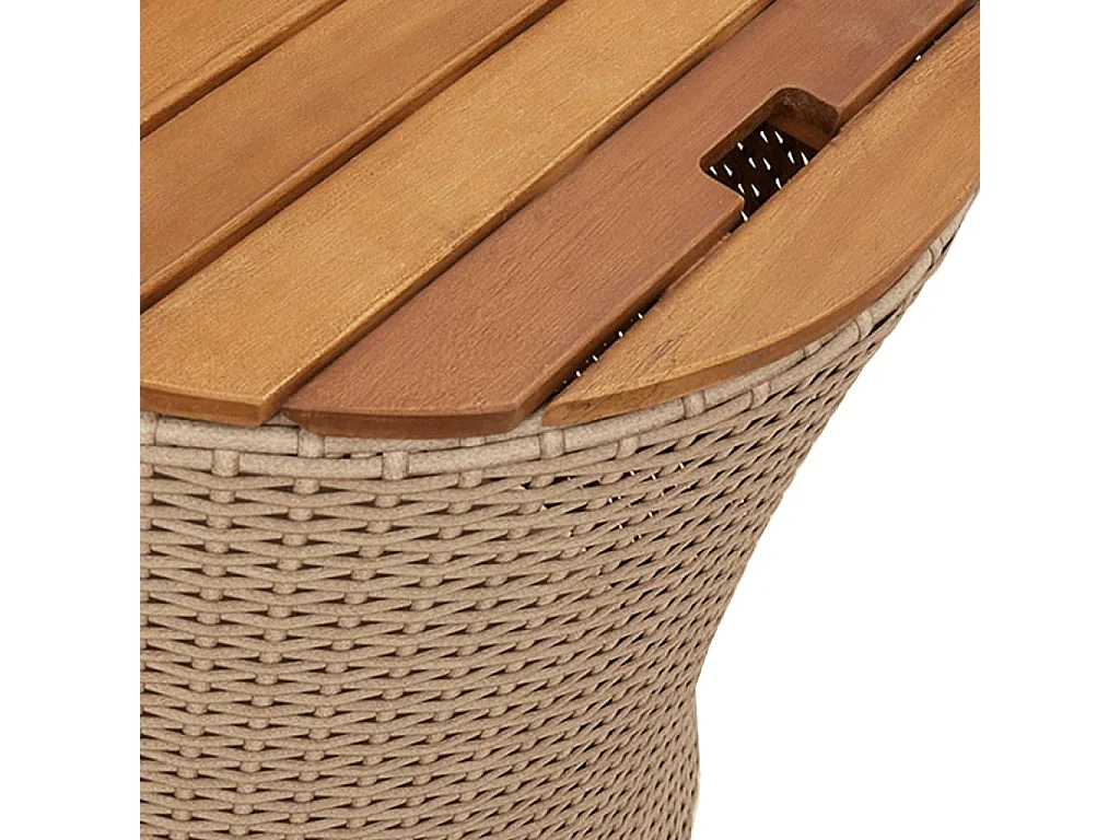 Tables d'appoint de jardin 2pcs dessus en bois beige poly rotin