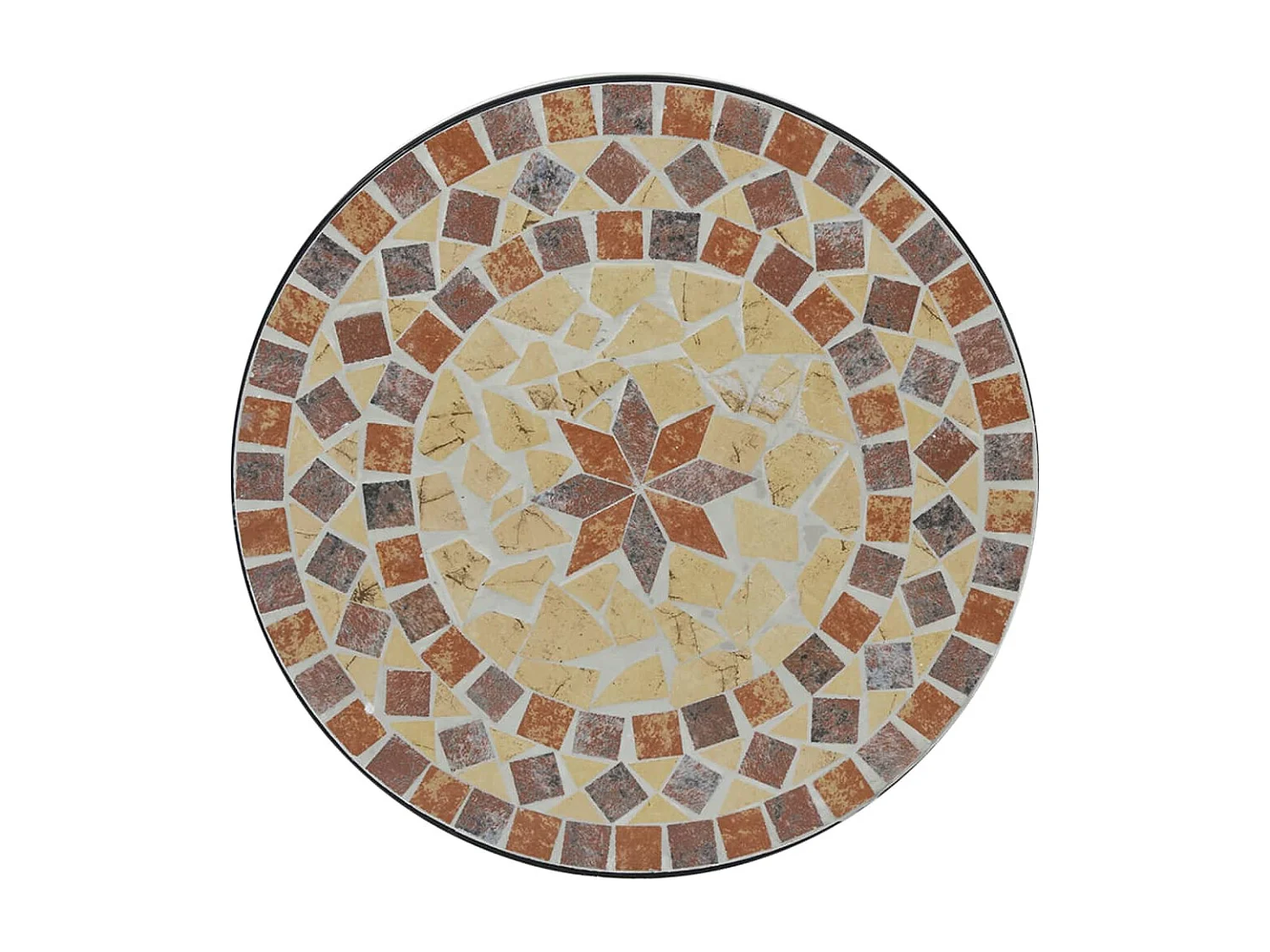 Mosaik-Bistrotisch Terrakottarot und Weiß Ø50x70 cm Keramik