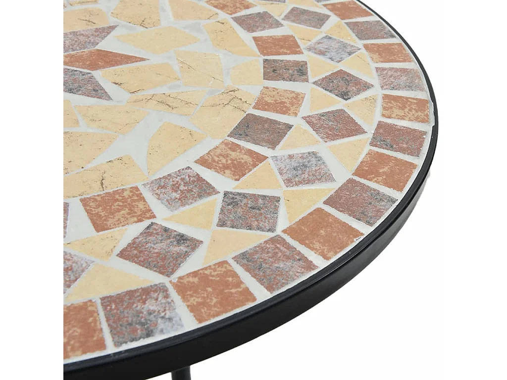 Mosaik-Bistrotisch Terrakottarot und Weiß Ø50x70 cm Keramik