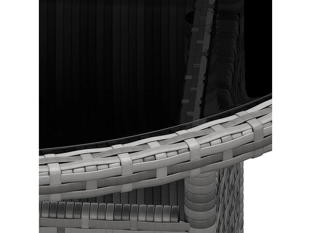 Tavolo da Giardino Ø80x75cm Vetro Temperato e Polyrattan Grigio