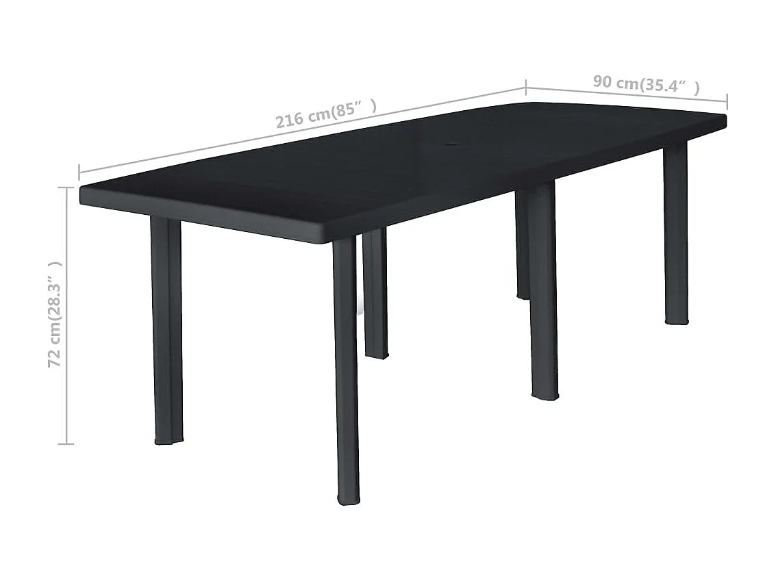 Table de jardin Anthracite 216x90x72 cm Plastique