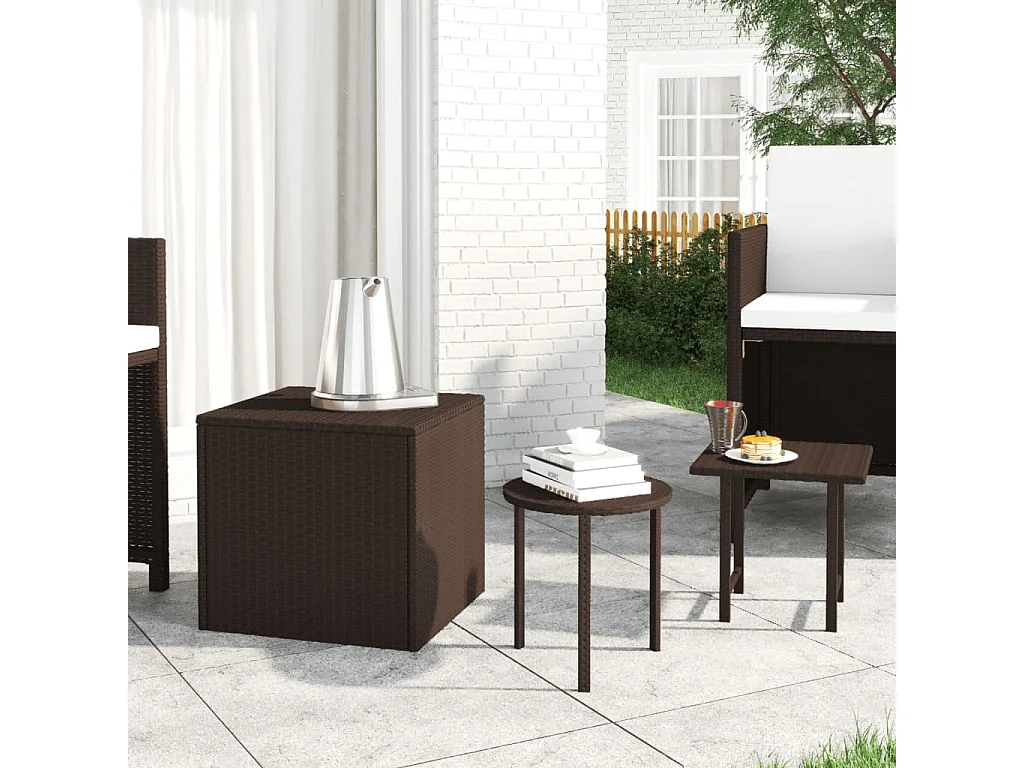 Tavolini da Giardino 3 pz Marroni in Polyrattan