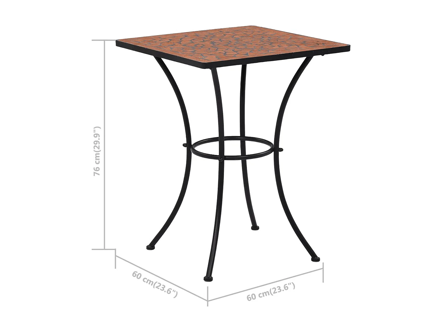 Table de bistro mosaïque Terre cuite 60 cm Céramique