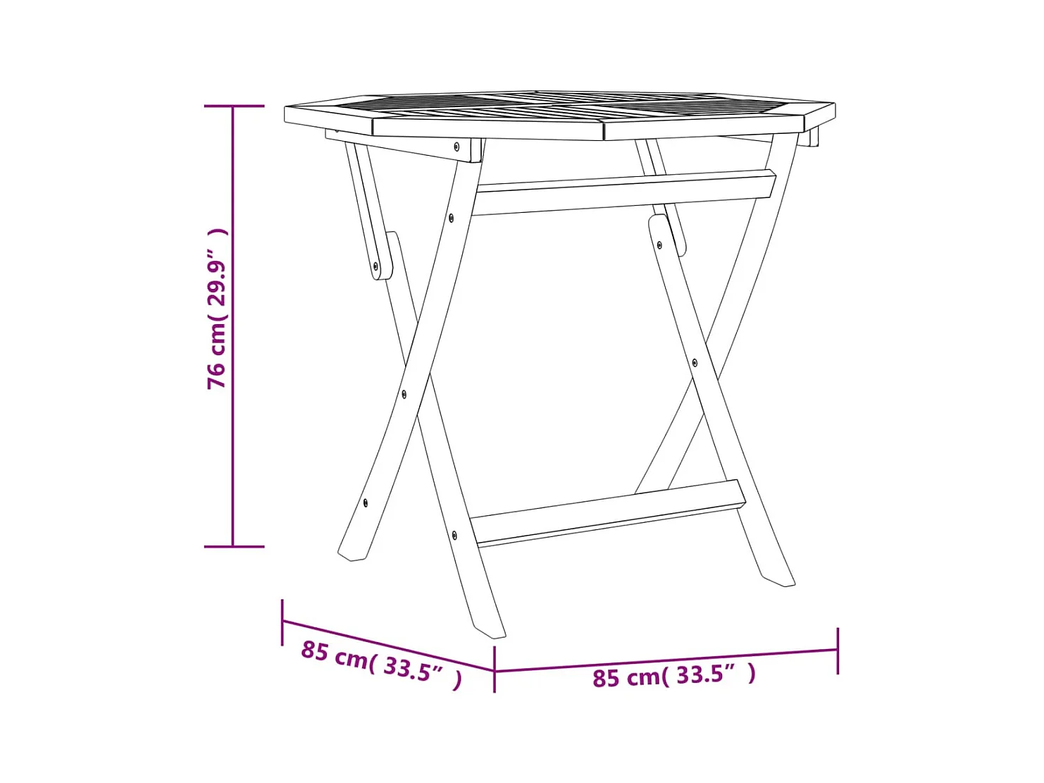 Table pliable de jardin 85x85x76 cm Bois de teck solide