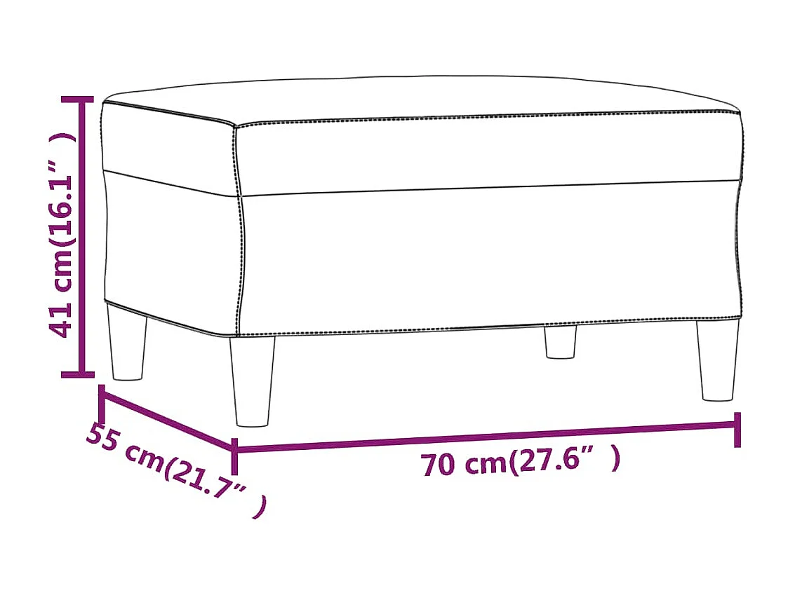 Hellgelber Fußhocker 70x55x41 cm Stoff