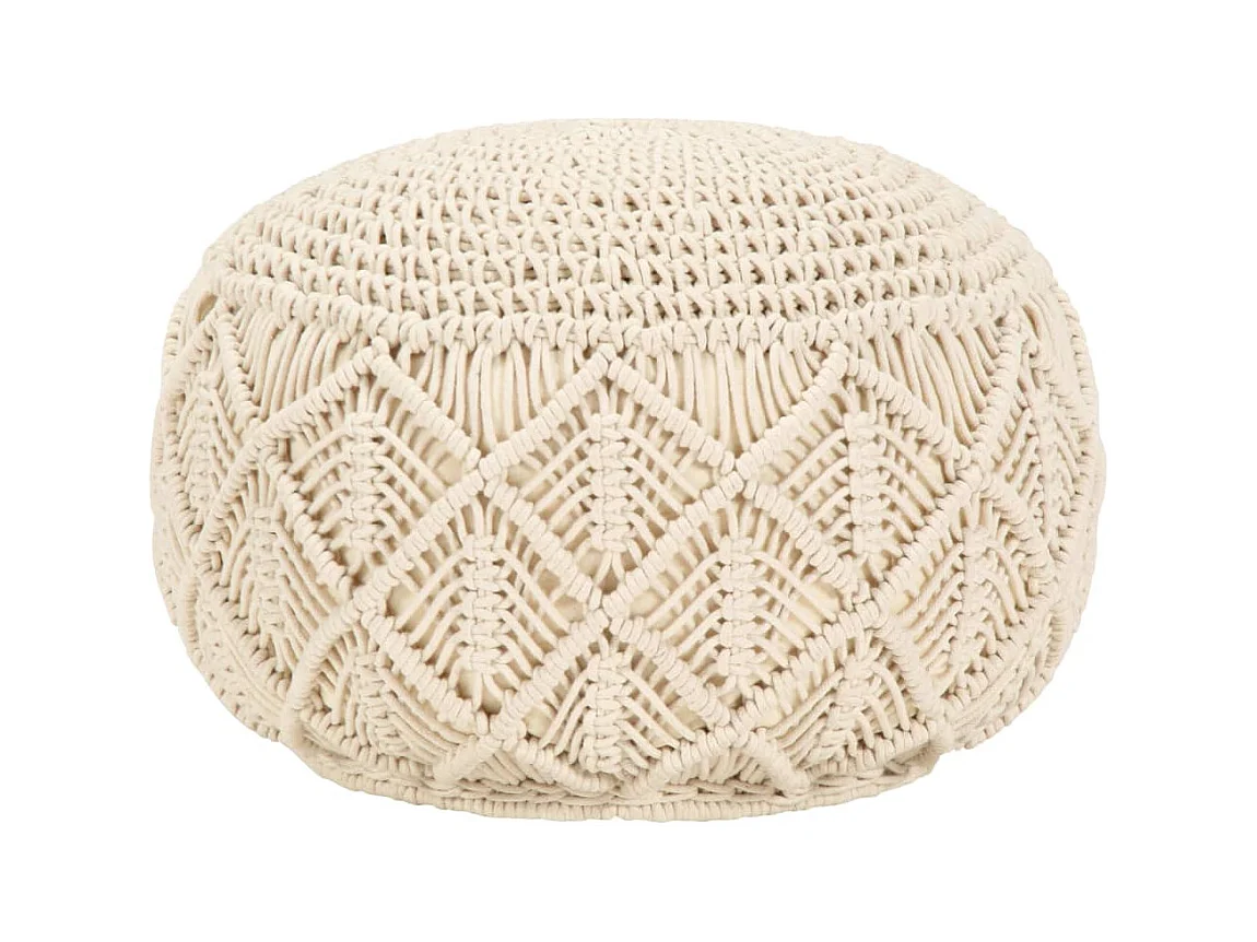 Pouf fait à la main en macramé 45 x 30 cm Coton