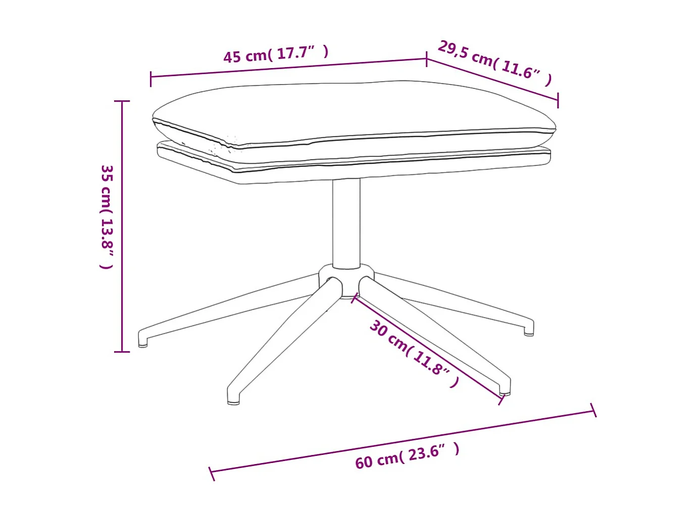 Repousa-pés marrom 60x60x35 cm Tecido microfibra