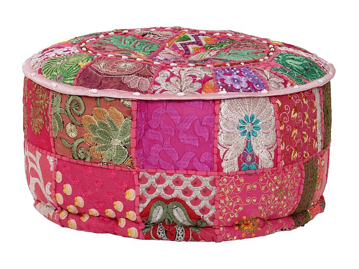 Wimarsbon Pouf Ottomano Rotondo In Paglia Di Giacinto D'Acqua - Con 4 Gambe In Legno, Multiuso, Portata 136 Kg, Fatto A Mano