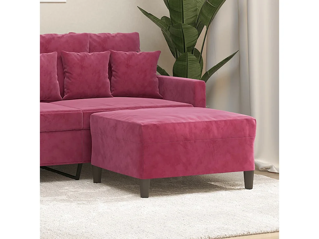 Repousa-pés vermelho Borgonha 70x55x41 cm Veludo