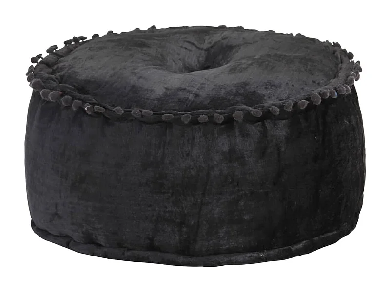 Pouf Rond Velours 40x20 cm Anthracite