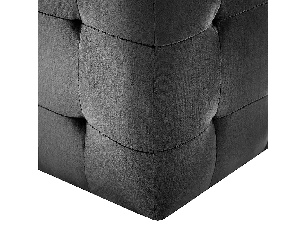 2 pcs Poufs Noir 30 x 30 x 30 cm Tissu velours
