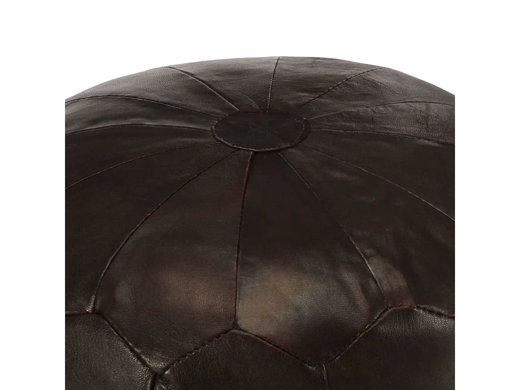Pouf 40 x 35 cm Marron foncé Cuir véritable de chèvre