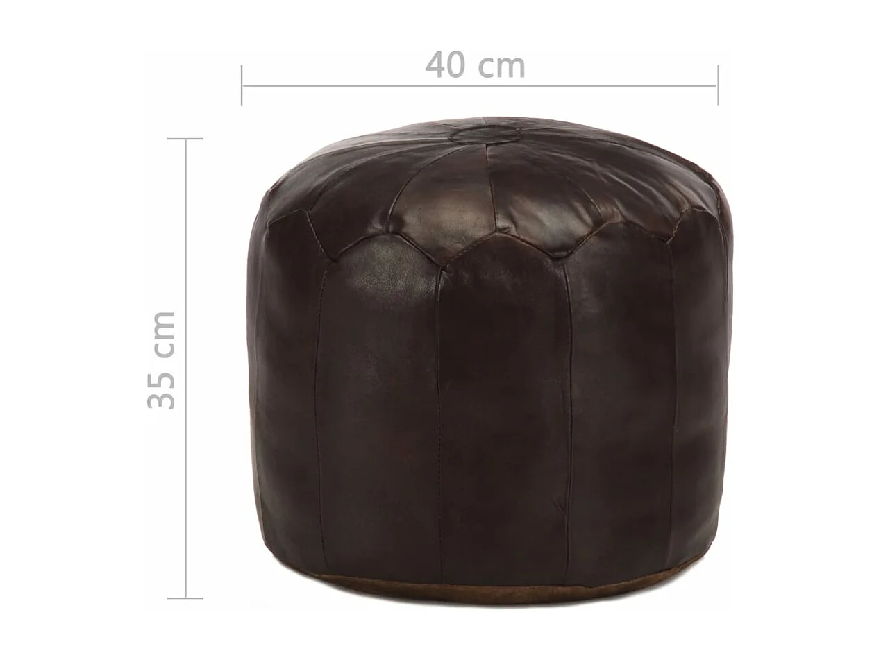 Pouf 40 x 35 cm Marron foncé Cuir véritable de chèvre