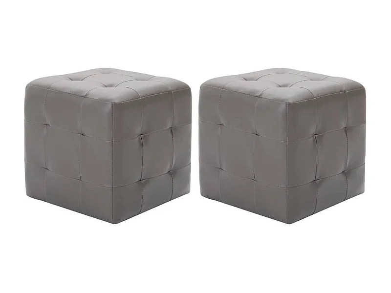 2 pcs Poufs Gris 30 x 30 x 30 cm Similicuir