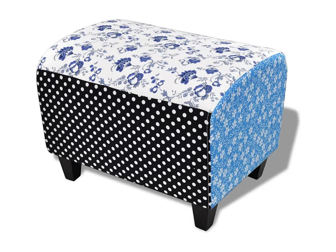 Poggiapiedi di design con patchwork blu e bianco