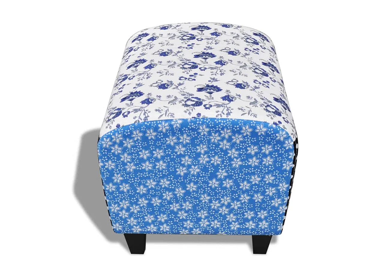 Poggiapiedi di design con patchwork blu e bianco