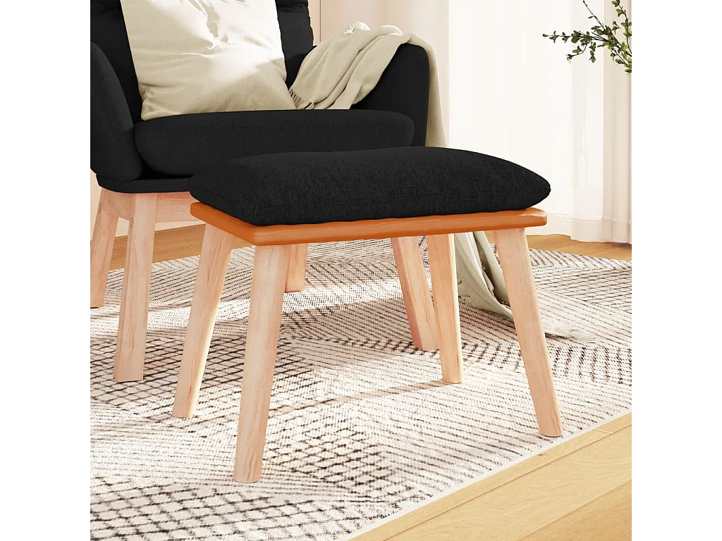 Repose-pied Noir 45x29,5x35 cm Tissu et similicuir