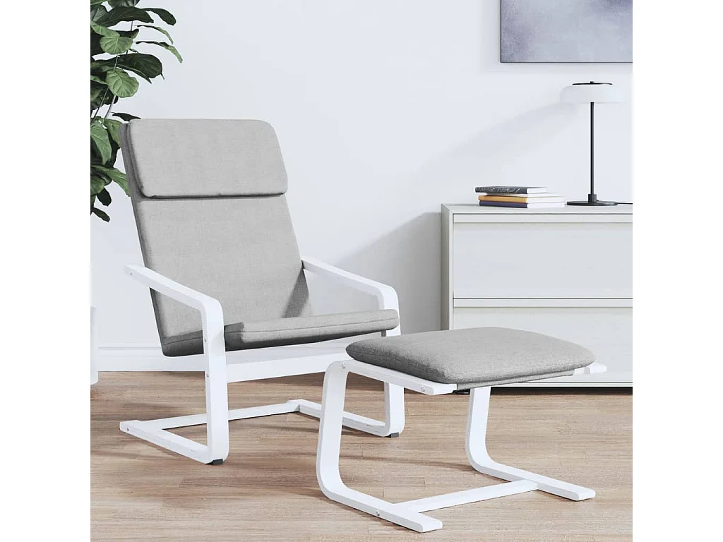 Poggiapiedi Tessuto grigio chiaro 51x41x40 cm