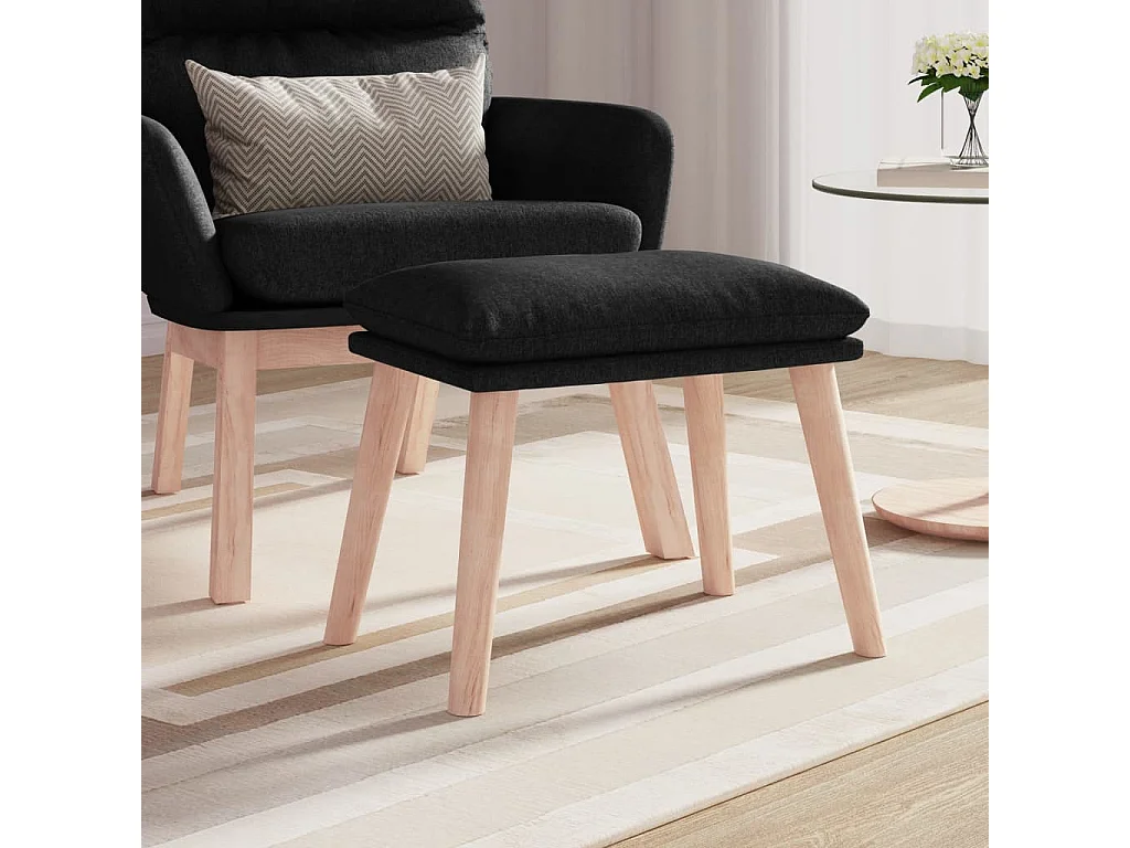 Repose-pied Noir 45x29,5x35 cm Tissu