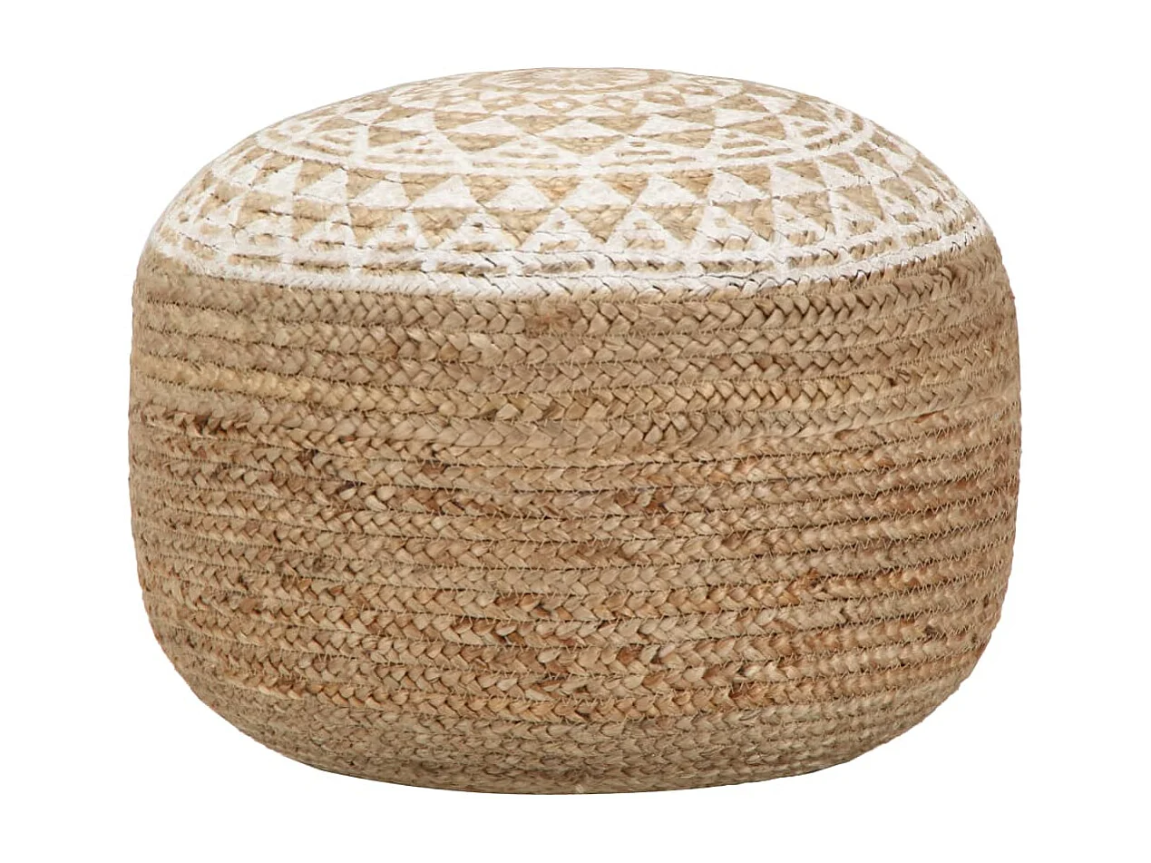 Pouf Fatto a Mano in Juta Bianca 45x30 cm