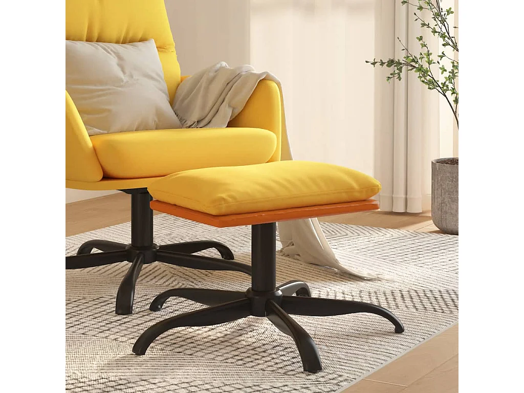 Repose-pied Jaune moutarde 60x60x36 cm Tissu et similicuir