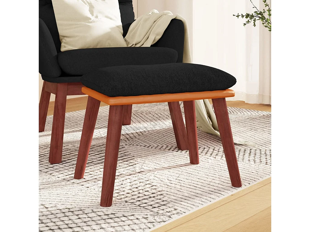 Reposapiés Negro 45x29,5x35 cm Tela y piel sintética