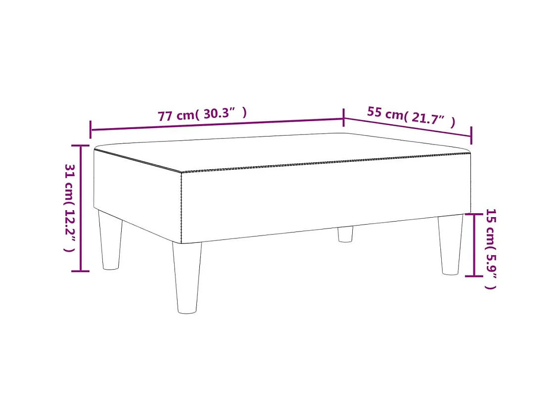 Repousa-pés cinza claro 77x55x31 cm veludo