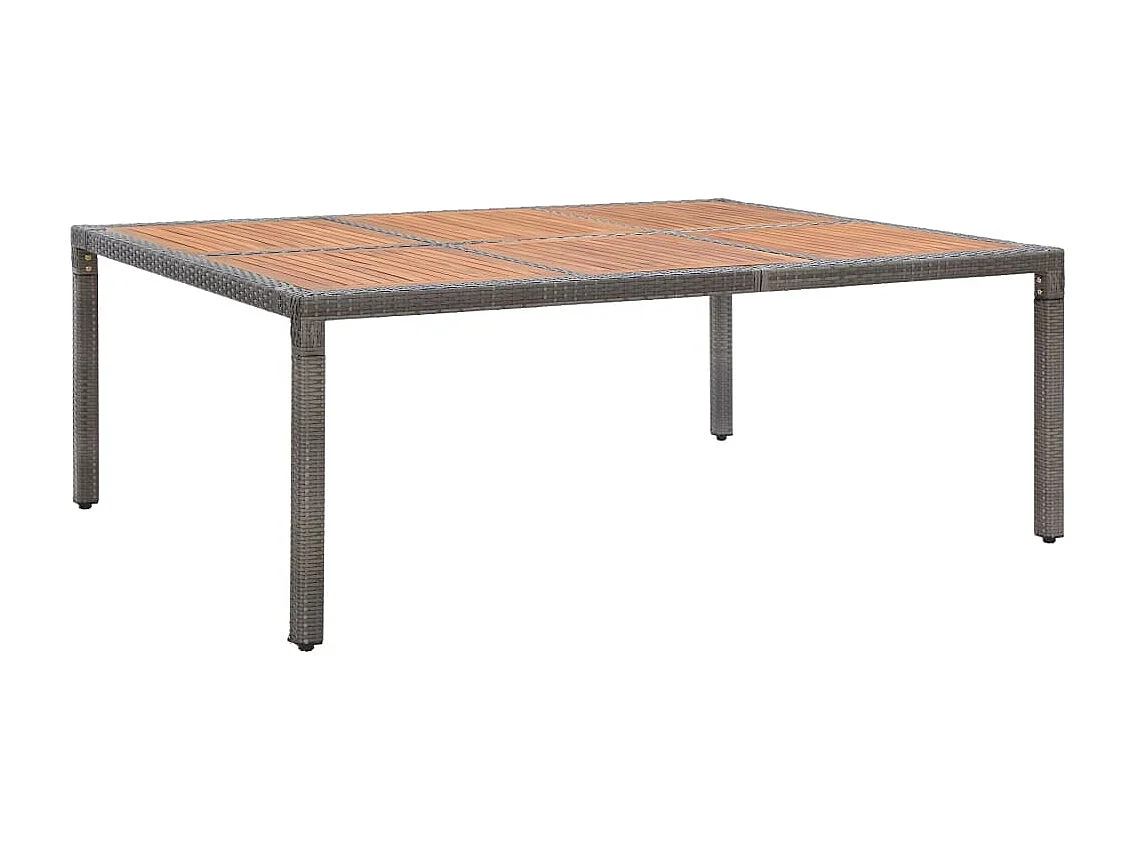 Mesa de jardín ratán PE y madera de acacia gris 200x150x74 cm