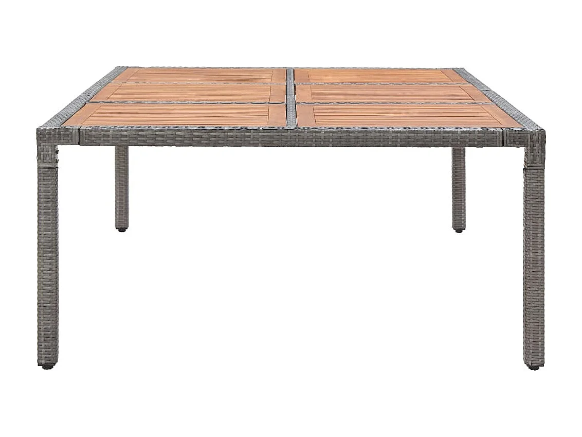 Mesa de jardín ratán PE y madera de acacia gris 200x150x74 cm