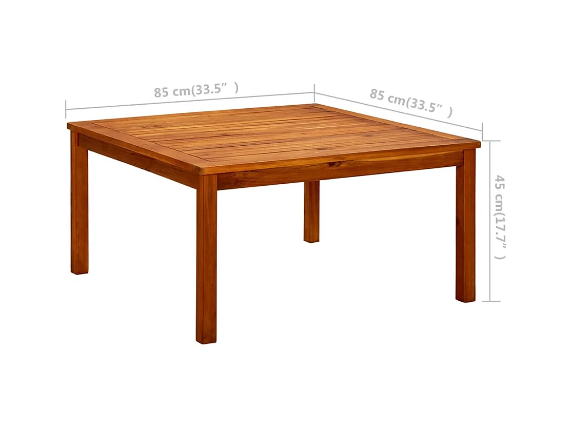 Table basse de jardin 85x85x45 cm Bois solide d'acacia