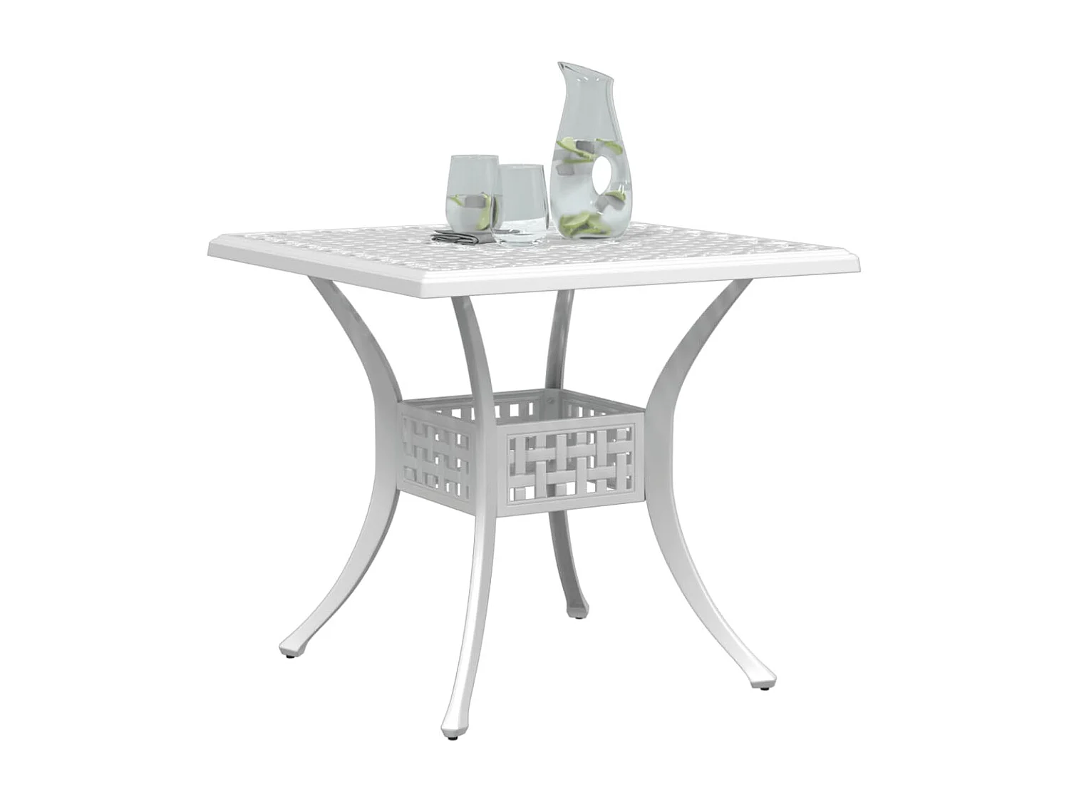 Mesa de jardín aluminio fundido blanco 80x80x75 cm