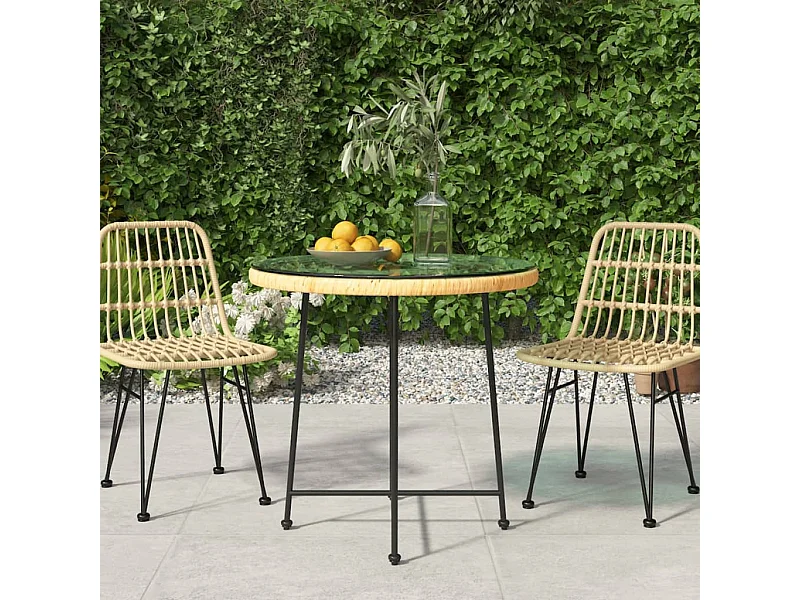 Table de salle à manger Ø80 cm Verre trempé et acier